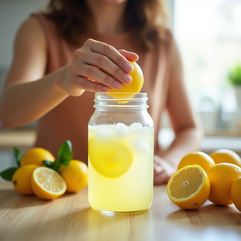 Person making homemade lemonade